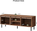 59 Inch TV Stand with Power Outlet for TVs up to 65 Inch, Entertainment Center with Storage, Mid-Century Modern TV Console, Adjustable Shelf & Sliding Doors, TV Stand for Living Room, Bedroom, Walnut by CozyNest Decor