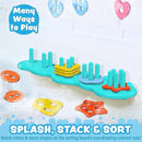 Baby Bath Toys, Sorting & Stacking Toy Bath Toy, Shape Sorter Toys for Bathtub,Stacking Bath Toy Set with 20 Textured Floating Pieces, Toddler Early Learning Bathtub Fun by TinyTreasures Baby Boutique