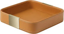 SANZIE Luxury Leather Desktop Storage Small Catchall Organizer Decorative Tray for Entryway Table to Hold Jewelry Watch Cosmetics Keys Phone Wallet, Home & Office Accessories (Metal Glided, Orange) by CozyNest Decor