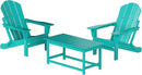 WO Home Furniture Adirondack Chairs Table Set of 3 PCS Outdoor Folding Chairs Coffee Table Weather/UV Resistant for Lawn, Garden, Bon Fire, Balcony (Turquoise) by GreenHaven Gardens