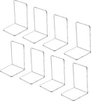 Lulonpon 8 Pieces Book Ends, Bookends, Books Stand, Books Stoppper, Clear Bookend for Shelves, Acrylic Book Ends for School, Library, Desktop Organizer by CozyNest Decor