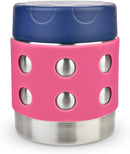 LunchBots Thermal 8 oz Triple Insulated Thermos - Hot 6 Hours or Cold 12 Hours - Leak Proof Thermos Soup Jar - All Stainless Interior - Navy Lid - Pink Dots by TinyTreasures Baby Boutique