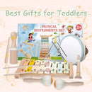 Baby Musical Instruments-Montessori Wooden Toys for Toddlers 1-3,Neutral Colors Percussion Instruments Set with Modern Boho Xylophone for Kids Preschool Educational 3+ by TinyTreasures Baby Boutique