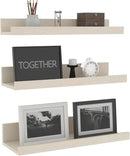 Giftgarden 16 Inch Floating Shelves Wall Mounted, Creamy White Beige Wood-Grain Wooden Ledge Shelf for Bathroom Bedroom Living Room Kitchen Nursery, Set of 3 Different Sizes by CozyNest Decor