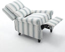 UIXE Pushback Recliner Chair, Fabric Armchair Push Back Accent Chair for Living Room, Rivet Trim Club Arm Chair Overstuffed Home Theater Single Sofa Bedroom Reading Seat with Footrest - Stripe Blue by CozyNest Decor