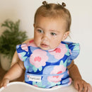 Tiny Twinkle Mess Proof Baby Bibs for Eating - Waterproof, Wipeable Bibs - Toddler Bibs - Travel Friendly - PFAS, PVC, BPA, Phthalate Free - Baby Food Bibs(3 Pack,Blue Floral) by TinyTreasures Baby Boutique