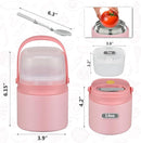 2 - in - 1 Soup Thermo for Hot Food 14oz with Snack Box Container Leak Proof Insulated Lunch Container Kids and Adults Stainless Steel Double Wall Vacuum Wide-mouth Thermal with Spoon and Handle by TinyTreasures Baby Boutique