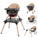 Baby High Chair, 7 in 1 Convertible High Chairs for Babies and Toddlers, Kids Learning Table, Building Block Table, Toddler Dining Chair with 360° Rotating Seat, 5-Point Safety Harness (Black) by TinyTreasures Baby Boutique