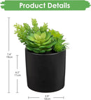 Artificial Succulents in Pots Faux Succulents Plants Fake Succulent Arrangement Potted Plants with Black Ceramic Vase for Office Desk Bathroom Shelf Living Room Indoor Home Decor by CozyNest Decor