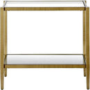 Henn&Hart 24" Wide Rectangular Side Table with Glass Shelf in Antique Brass, Table for Living Room, Bedroom by CozyNest Decor