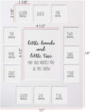 Rustic Red Door Co. Baby's First Year Picture Mat - No Frame - Little Hands and Little Toes Photo Collage - 13 Picture Slots - Newborn Birth to One Year Birthday - Watch Your Baby Grow (Black Mat) by TinyTreasures Baby Boutique