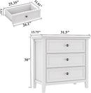 BLANKSPACE White Dresser, 3 Chest Drawer Dresser for Bedroom, Large Capacity Nightstand, Modern Wood Cabinet for Bedroom, Living Room, Closets by CozyNest Decor