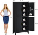 75" H Metal Storage Cabinet, Pantry with 6 Door Shelves and 4 Adjustable Shelves, Leveling Foot for Kitchen, Living Room and Dinning Room, Black by CozyNest Decor