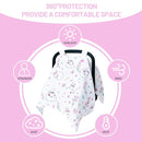 80S Muslin Car Seat Cover for Babies - Soft & Breathable Infant Carrier Canopy, Lightweight Sunshade for Summer, Universal Fit for Baby Boys & Girls by TinyTreasures Baby Boutique