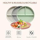 greenandlife 9 Inch (4PCS) Unbreakable Divided Plates for Kids Adults, Dishwasher & Microwave Safe Compartment Plate, Lightweight Reusable Plastic Portion Control Plates, BPA Free and Healthy by CozyNest Decor
