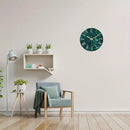 Teal Wall Clock Battery Operated 14 Inch Modern Abstract Clocks for Living Room Decor Marble Pattern Glass Analog Wall Clock Silent by CozyNest Decor