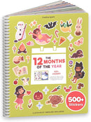 12 Months Sticker + Coloring Book (500+ Calendar Stickers for Kids & 12 Coloring Pages) Side by Side Activity Book, Fun Sticker Books, Boys & Girls Ages 2-4, 4-8, 8-10 by TinyTreasures Baby Boutique