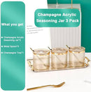 Acrylic Condiment Spice Jars,Condiment Spice Box With Lids and Spoons and Tray,Clear Plastic Sugar Salt Canisters,Seasoning Box 3 Pack,Seasoning Box Set for Kitchen to Storage Salt,Paprika,Sugar by CozyNest Decor
