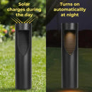 Techko Outdoor Solar Cylinder Bollard Path Lights, Modern Design, Waterproof IP65, Garden Lights for Landscape, Yard, Walkway, Pathway, Matte Black by GreenHaven Gardens
