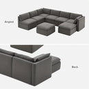 mopio Oversized Modular Sectional Sofa with Fully Removable Covers and Storage, Convertible U, L-Shaped and Sleeper Sectional, Modern Couches with Ottoman Chaise (Stone Gray Fabric, 8 Seats, U) by CozyNest Decor