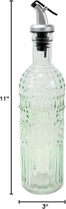 Grant Howard Etrusco Embossed Glass Oil and Vinegar Cruet with Pourer, 16 oz, Translucent by CozyNest Decor