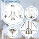 BONLICHT Contemporary Chandelier 3 Light Brushed Nickel Modern Lighting Fixtures Hanging Clear Glass Shades Pendant Light Classic Ceiling Lamp for Kitchen Dinging Room Living Room Bedroom Hallway by CozyNest Decor