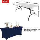 IVAPUPU 2 Pack 6FT Table Cloth for Rectangular Fitted Events Stretch Jean Blue Table Covers Washable Spandex Tablecloth Protector for Party, Wedding, Cocktail, Banquet, Festival by CozyNest Decor