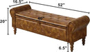 Storage Ottoman Bench for Bedroom, 52" Leather End of Bed with Rolled Arms, Upholstered Ottoman Fit for Living Room, Entryway, Faux Leather Brown by CozyNest Decor