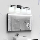 Milk Glass Vanity Lights for Bathroom, 4 Light Matte Black Bathroom Light Fixtures Over Mirror, Ceramic E26 Sockets Wall Mounted by CozyNest Decor