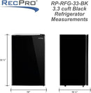 RecPro 3.3 Cu Ft 12V RV Refrigerator | Black Fridge with Adjustable Shelves, 18-Can Door Storage, Reversible Door | 7 Temp Settings, Frost-Free | Ideal for RVs & Small Spaces by CozyNest Decor
