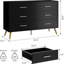 Shintenchi 6 Drawer Dresser, Wide Chest of Drawers Organizer Storage with Drawers, Large Storage Cabinet, Modern Design Dresser for Bedroom, Living Room, Porch, Black by TinyTreasures Baby Boutique