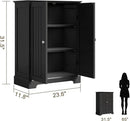 ChooChoo Bathroom Floor Cabinet, Modern Bathroom Storage Cabinet with 2 Doors and Adjustable Shelves, Freestanding Cupboard for Living Room, Black by CozyNest Decor