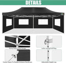 COBIZI 13x26 Pop Up Tent Heavy Duty Canopy with Removable Sidewalls Party Tent Outdoor Wedding Large Event Tent with Roller Bag for Garden Lawn Waterproof UPF 50+ Easy Up, Black (Framework Upgraded) by GreenHaven Gardens