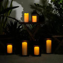 5plots 4" x 8" Single Waterproof Outdoor Flameless Candles, Battery Operated Flickering LED Pillar Candles with Remote and Timers for Indoor Outdoor Lanterns, Long Lasting, Large by CozyNest Decor