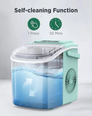 Silonn Countertop Ice Maker, 9 Cubes Ready in 6 Mins, 26lbs in 24Hrs, Self-Cleaning Ice Machine with Ice Scoop and Basket, 2 Sizes of Bullet Ice for Home Kitchen Office Bar Party, Green by CozyNest Decor