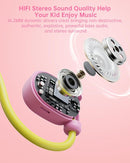 Kid Headphones for School, Air Conduction Open Ear Headphones, 3.5mm Jack Wired Cord, Ultra-Comfort, Ergonomic and Lightweight Design Perfect for School and Outdoor Activities-Yellow Pink by TinyTreasures Baby Boutique