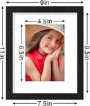 Vittanly 8x10 Picture Frames Set of 9, Shatter Resistant Plexiglass, Display 5x7 Pictures with Mat or 8x10 without Mat, Photo Frames for Wall or Tabletop, Engineered Wood, Black by CozyNest Decor