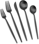 Matte Black Silverware Set, Vanys 20 Piece Stainless Steel Cutlery Flatware Set, Kitchen Utensil Sets for 4, Tableware With Knife Spoons And Forks Set, Satin Finished Polished by CozyNest Decor