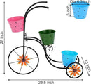 LEWIS&WAYNE Metal Tricycle Planter, 3 Tier Floral Flower Plant Stand Holder Hand Painted Outdoor Garden Patio Decor by GreenHaven Gardens