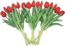 15pcs Artificial Tulips Flowers, Fake Tulips Real Touch, Faux Latex Bouquets, for Party Wedding Home Room Decoration (Red) by CozyNest Decor