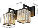 Modern Bathroom Vanity Light 2-Lights Black Crystal Bathroom Wall Light Vanity Light Fixtures by CozyNest Decor