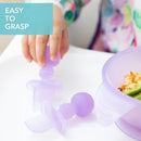 Bumkins Baby Utensils Set, Chewtensils Silicone Spoons for Dipping, Self-Feeding, Baby Led Weaning, Trainer Learning, First Stage Eating, Soft Practice Fork and Spoon, Babies 6 Months, Purple Jelly by TinyTreasures Baby Boutique