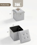15 Inches Small Folding Storage Ottoman Cube, Storage Footrest, Foot Rest Stool, for Living Room, Bedroom, Dorm, Hallway, Entryway, Light Gray by CozyNest Decor