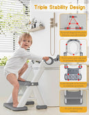 Potty Training Seat, Toddler Toilet Seat With Steps, 2 In 1 Toddler Potty Training Toilet With Splash Guard, Anti-Slip Step Stool Soft Mat, Adjust High Potty Seats For Toddlers Kids Boys Girls by TinyTreasures Baby Boutique