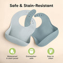 KeaBabies 2-Pack Silicone Baby Bibs for Eating - Sturdy Food-Grade Silicone Bibs for Babies Girl, Boy, Large Food Catcher, Clean & Put On Easily, Waterproof Toddler Feeding Essentials (Alps) by TinyTreasures Baby Boutique