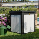 50-Gallon Outdoor Deck Box,Storage Lockable Waterproof Patio Furniture,Garden Tools,Cushions,Pool Accessories Outside Storage Resin Box(Black and White) by CozyNest Decor