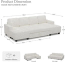 Belffin Modular Sectional Sleeper Sofa with Pull Out Couch Bed Corduroy Double Chaise with Storage White Couch by CozyNest Decor