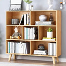 IOTXY Wooden Open Shelf Bookcase - 3-Tier Floor Standing Display Cabinet Rack with Legs, 7 Cubes Bookshelf, Pear Yellow by CozyNest Decor