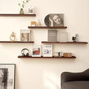 AZSKY Floating Shelves Deep Walnut for Wall Long Picture Ledge Shelf 48 Inch Beige Photo Ledge Shelves with Lip Wall Bookshelf for Kids Bedroom Living Room Bathroom Kitchen Wooden Spice Rack Set of 3 by CozyNest Decor