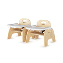 Foundations Easy Serve Low Wood Feeding Chairs Multipack, Adjustable Harness, Removable Dishwasher Safe Tray, No-Tip Base, Stackable Toddler Chairs, 2 Pack (7 inch) by TinyTreasures Baby Boutique